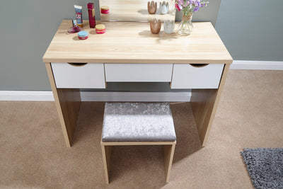 Elizabeth Dressing Table Set  Oak + White