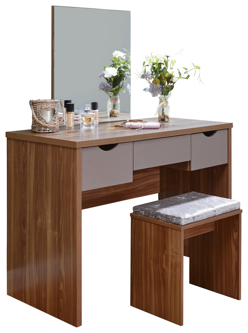 Elizabeth Dressing Table Set  Walnut + Grey