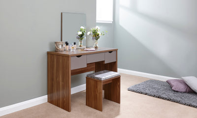 Elizabeth Dressing Table Set  Walnut + Grey