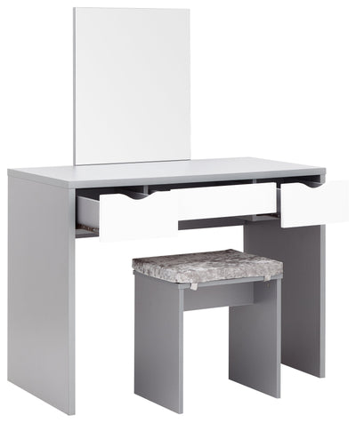 Elizabeth Dressing Table Set Grey + White