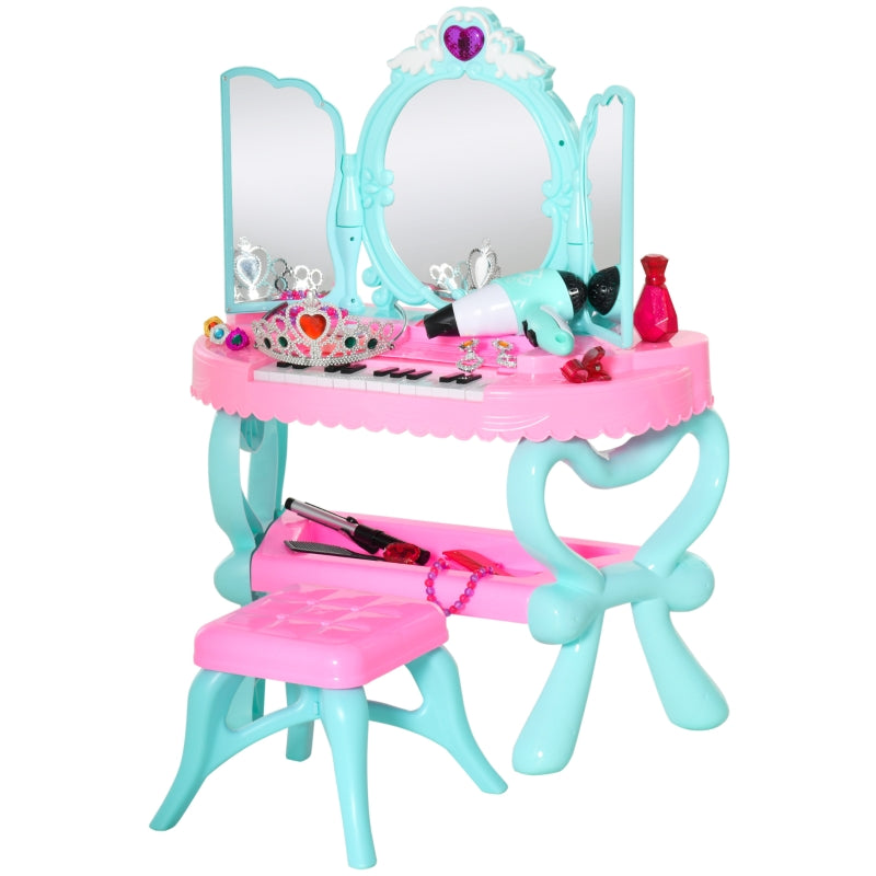 2 In 1 Kids Vanity Dressing Table Play Set , Pink