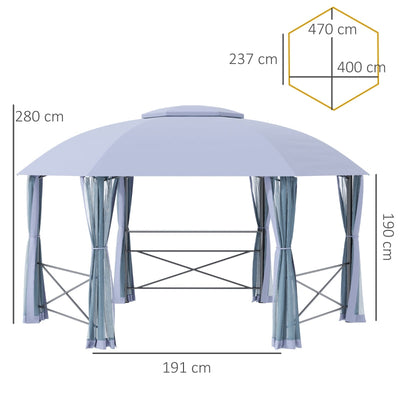 Patio Metal Gazebo Canopy- Grey