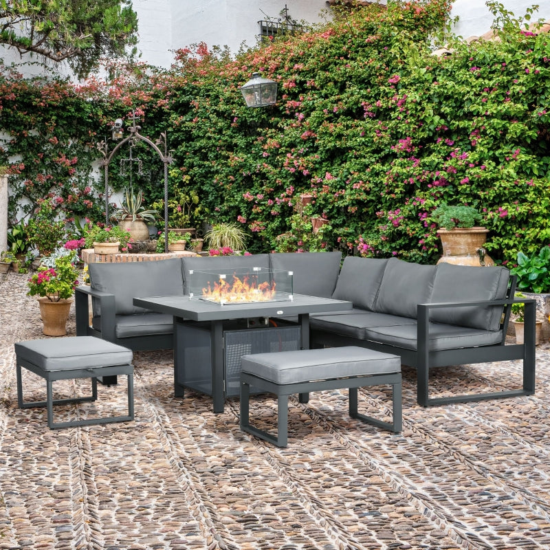 6 PCs Aluminium Garden Furniture Set- Grey