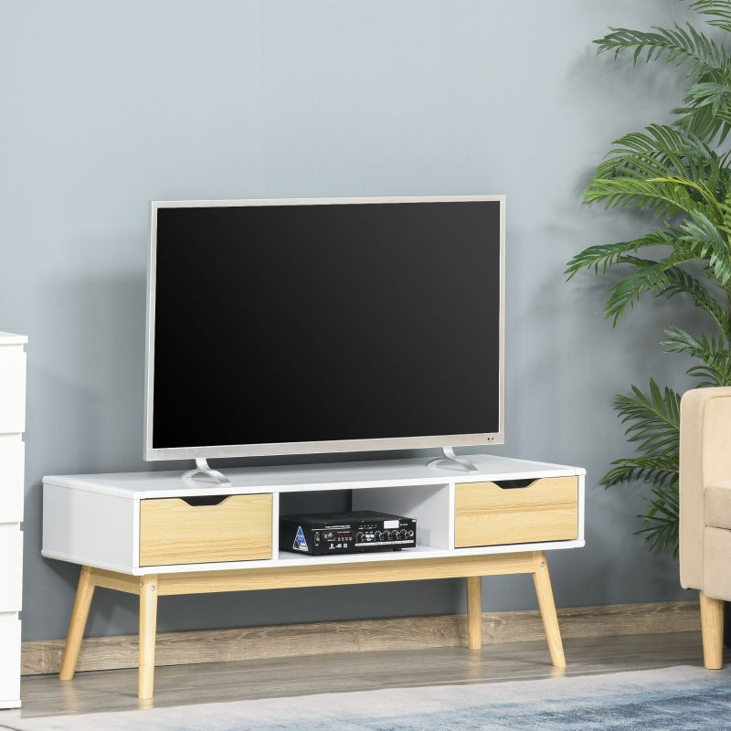 Wooden Base Multi-Storage TV Stand - White