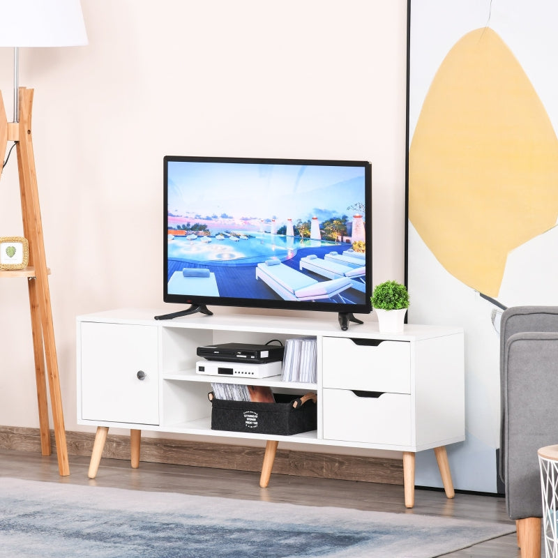 Scandinavian-Style TV Stand, With Drawers Cabinet - White