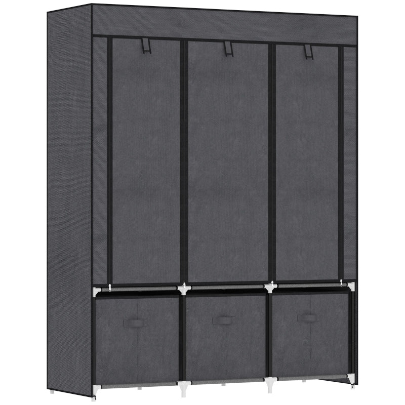 Fabric Wardrobe For Bedroom, Dark Grey