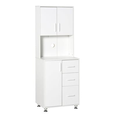 Modern Kitchen Pantry Cabinet Storage Cupboard With Open Countertop - White