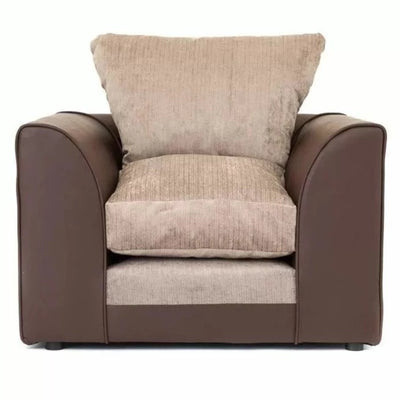 Aruba Fabric 3 Seater and 2 Seater Sofa Set - Brown and Beige