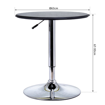 Height Adjustable Round Bar Dinning Table, Steel Frame - Black/Chrome