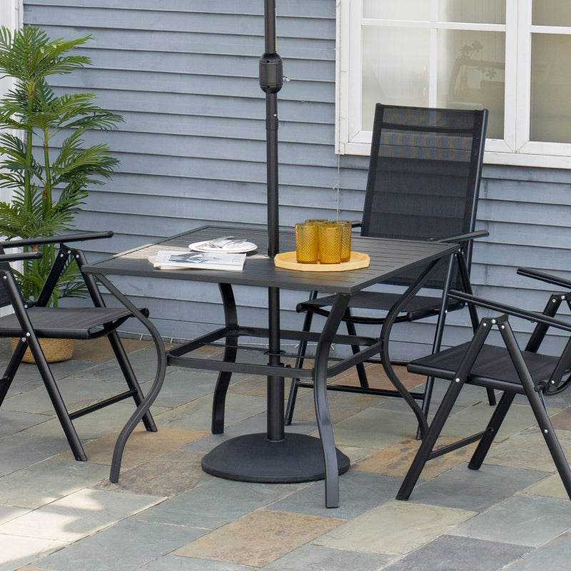 Garden Table With Parasol Hole- Black