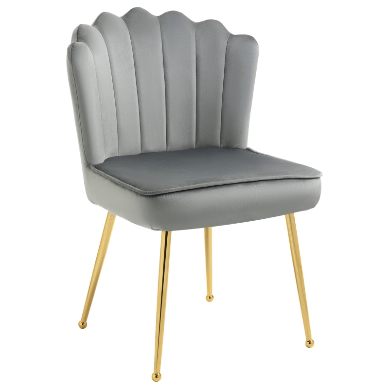 Velvet-Feel Shell Luxe Accent Chair, Grey