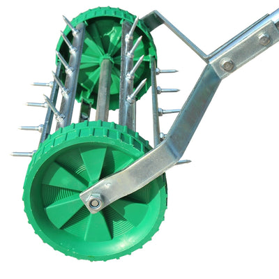 Metal 5 Spike Lawn Aerator Roller Green