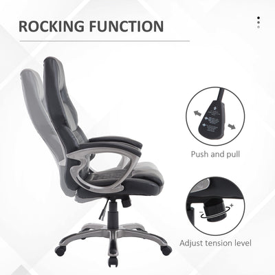 HOMCOM Racing Gaming Sports Chair Swivel Desk Chair Executive Leather Office Chair Computer PC chairs Height Adjustable Armchair