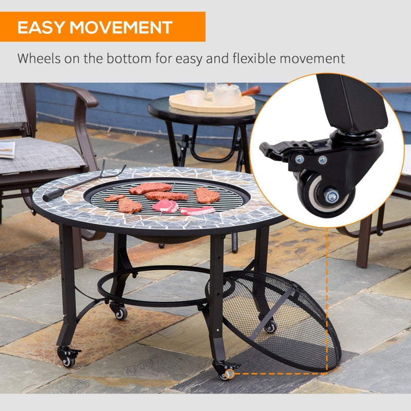 3-in-1 Outdoor Fire Pit On Wheels