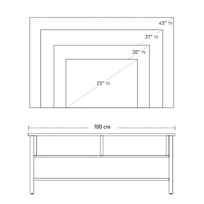 Boxy TV Stand, With Wood-Effect Table Top