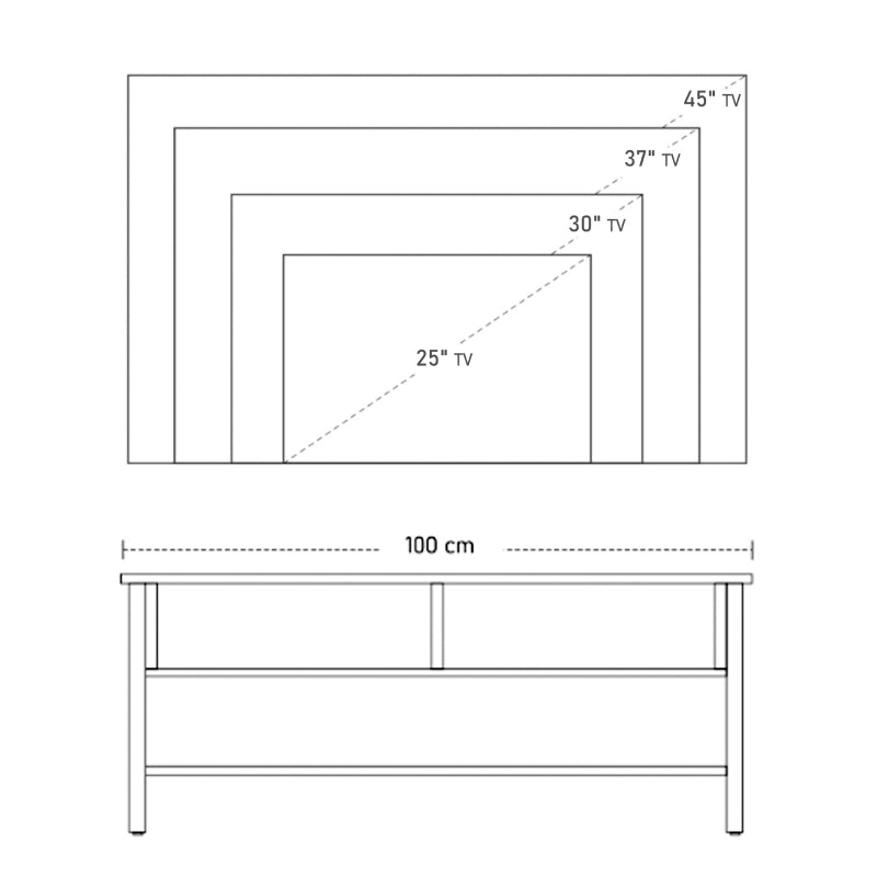 Boxy TV Stand, With Wood-Effect Table Top