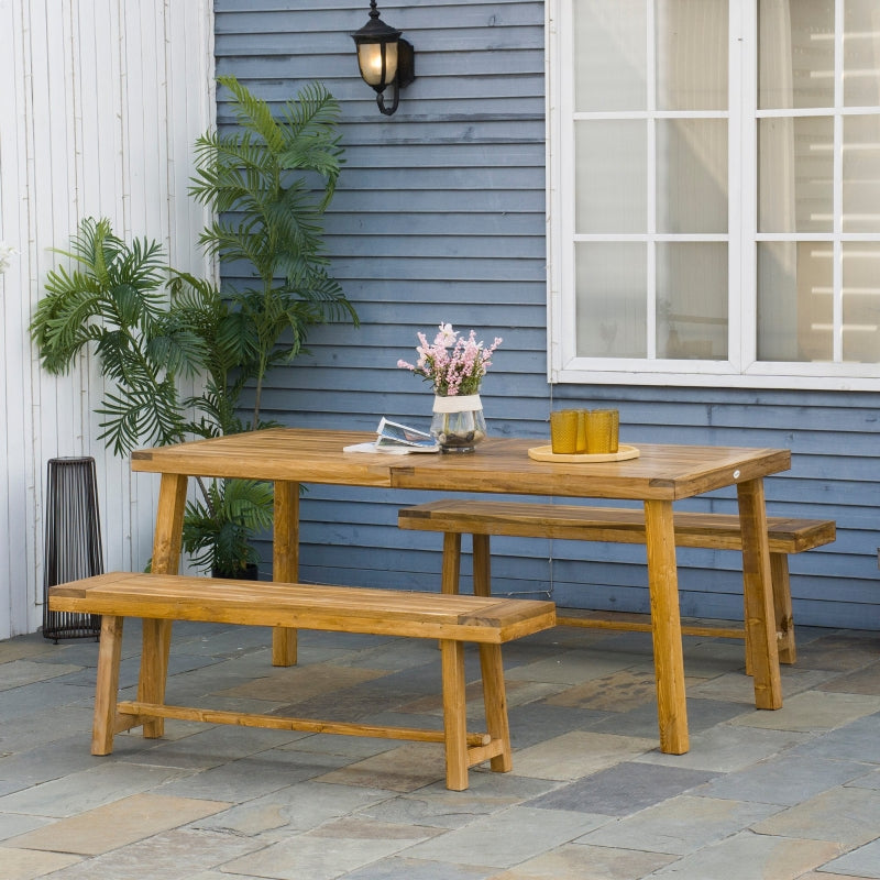 3 PCs Garden Dining Set- Natural Finish