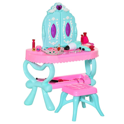 2 In 1 Kids Vanity Dressing Table Play Set , Pink