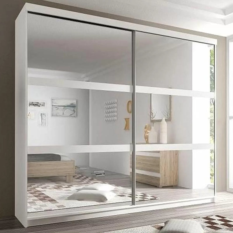 Mable-X 2-Door Mirrored Sliding Wardrobe - White