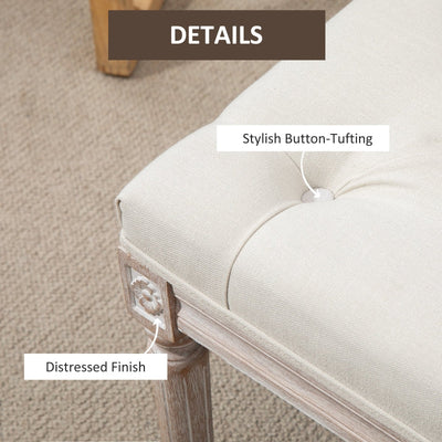 Bed End Stool Accent Bench- Beige