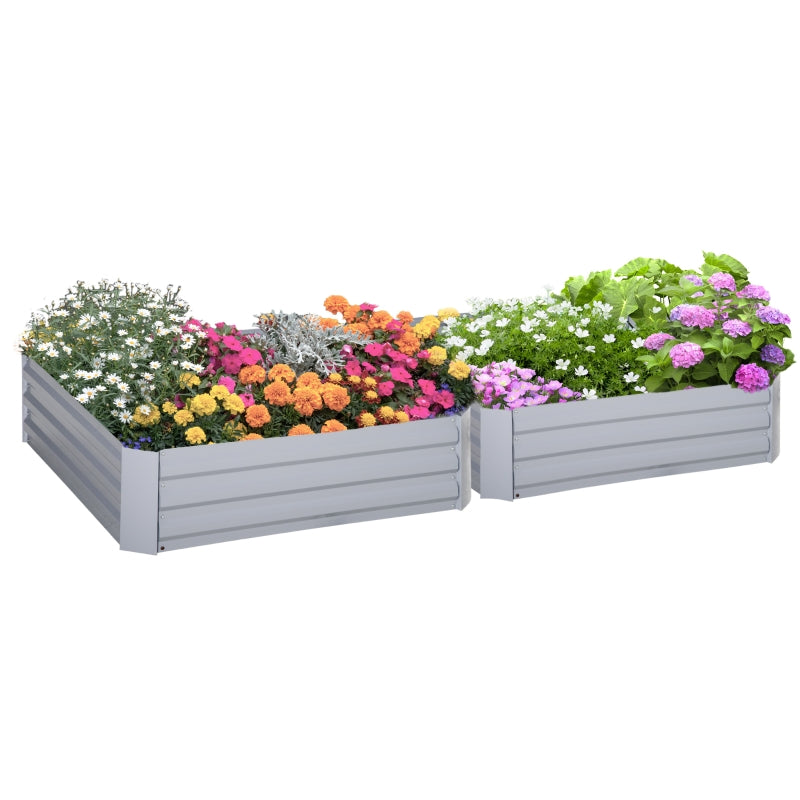 Set Of 2 Raised Garden Bed Galvanized Steel Planter Boxes