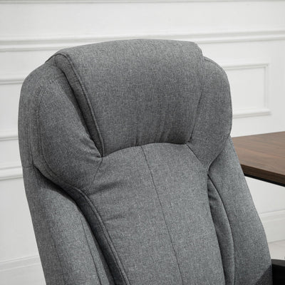 Vinsetto Linen Fabric Home Office Chair, Height Adjustable Computer Chair with Padded Armrests and Tilt Function, Grey