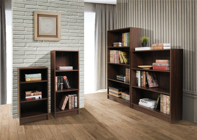 Essentials Bookcase Low Wide in Walnut