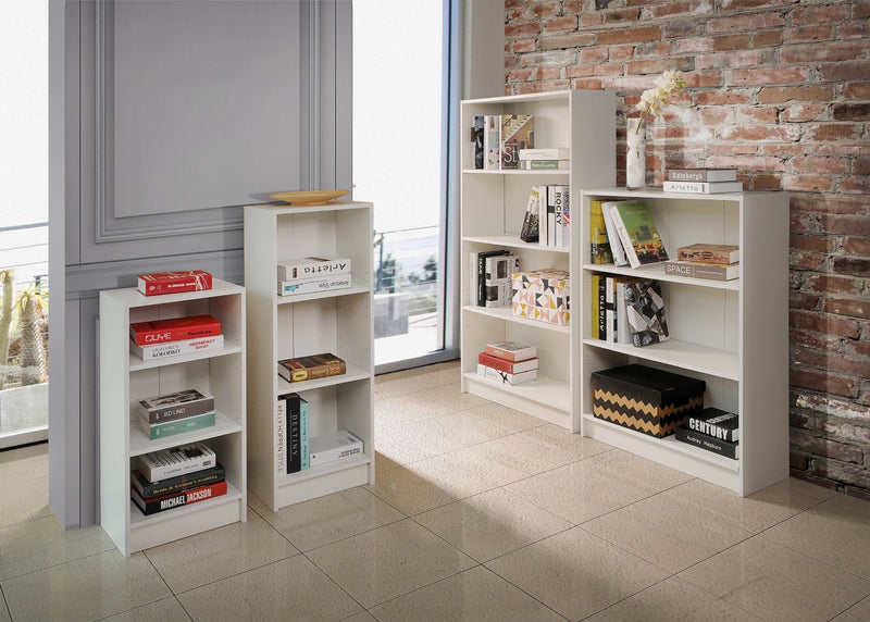 Essentials Bookcase Low Wide in White