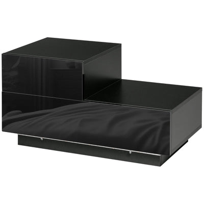 High Gloss Front Bedside Table , Black