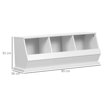 HOMCOM Storage Cabinet, Kitchen Cabinet 3 Compartments, 90L x 36W x 35H cm, White