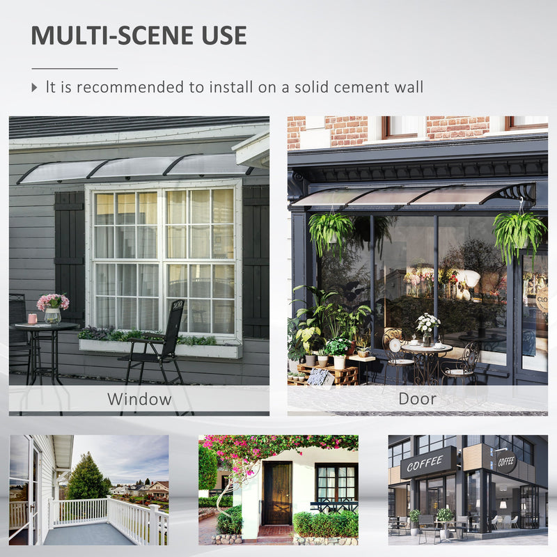 Outsunny Front Door Canopy, Outdoor Awning, 300 x 96cm Rain Shelter for Window, Porch and Front/Back Door, Clear