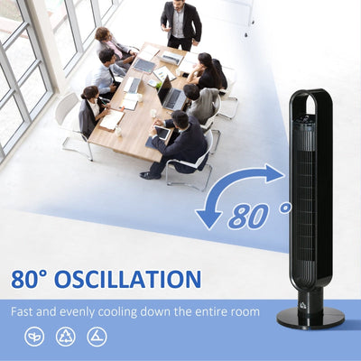 39 Tower Fan Cooling For Bedroom With Oscillating, Black