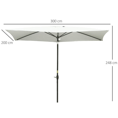 Rectangular Market Umbrella Patio Outdoor Table Umbrellas - Cream White