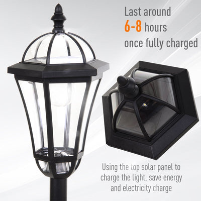 2 PCS LED Garden Lights Lamp Post Solar Powered Lantern