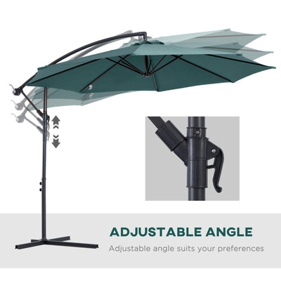 Garden Banana Parasol Hanging Cantilever Umbrella - Dark Green