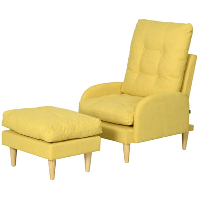 Upholstered Armchair With Footstool Set ,Yellow