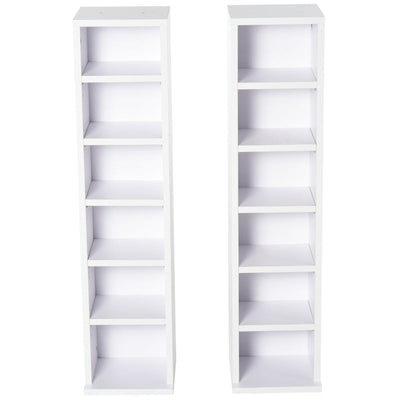 204 CD Media Display Shelf Unit Set Of 2 Blu-Ray Tower Rack , White