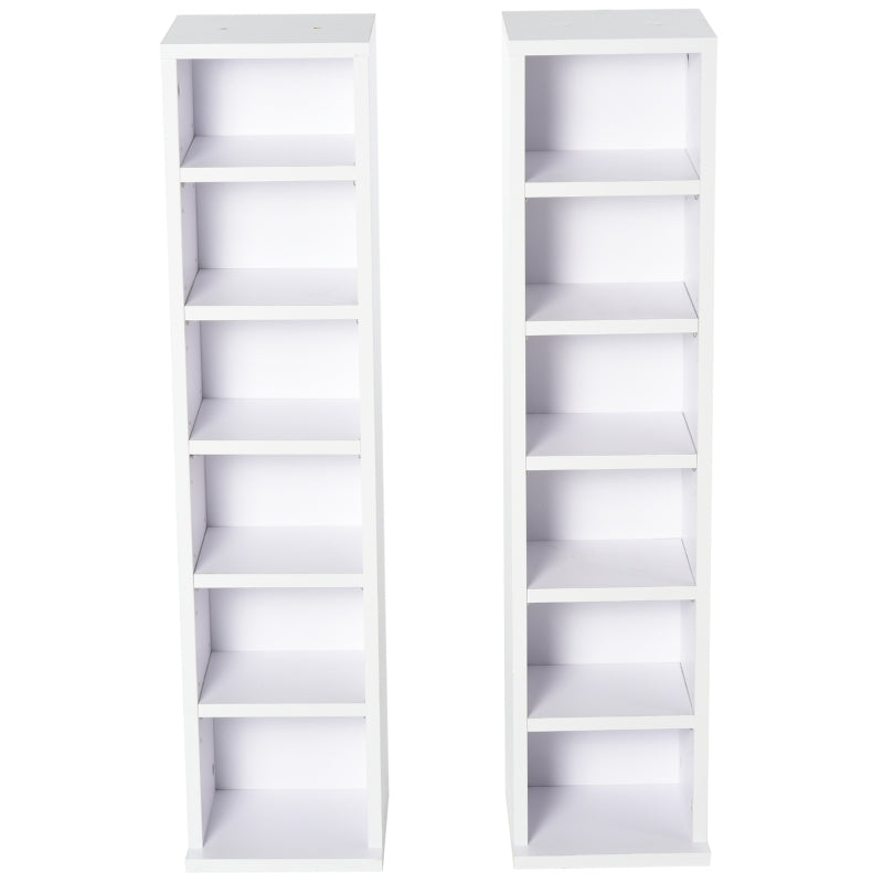 204 CD Media Display Shelf Unit Set Of 2 Blu-Ray Tower Rack , White