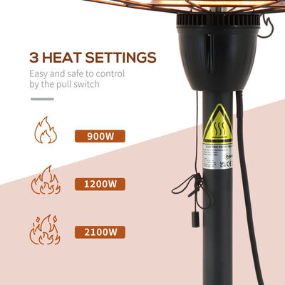 Outsunny 2.1kW Table Top Patio Heater with 3 Heat Settings, Infrared Outdoor Electric Heater with Pull Switch, IP44 Rated Weather Resistance