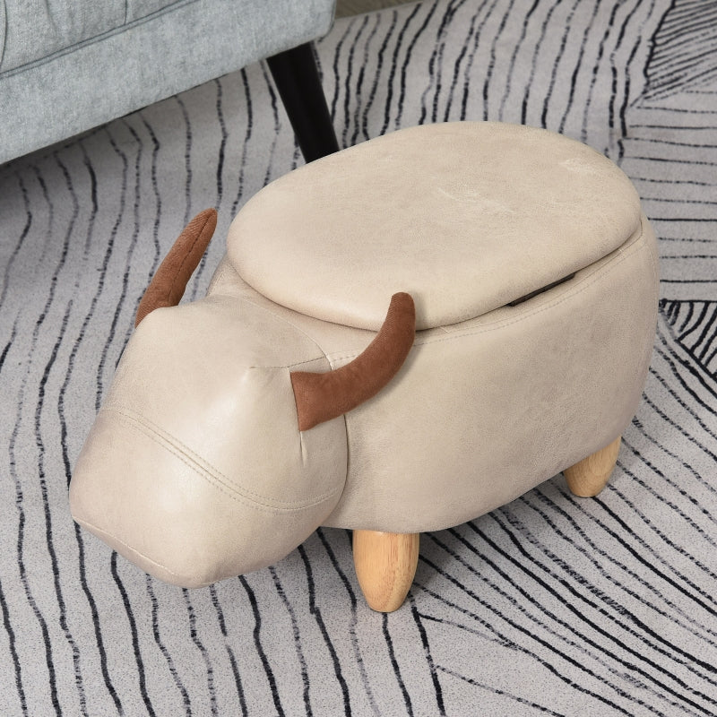 Animal Footstool Buffalo Storage - Ivory