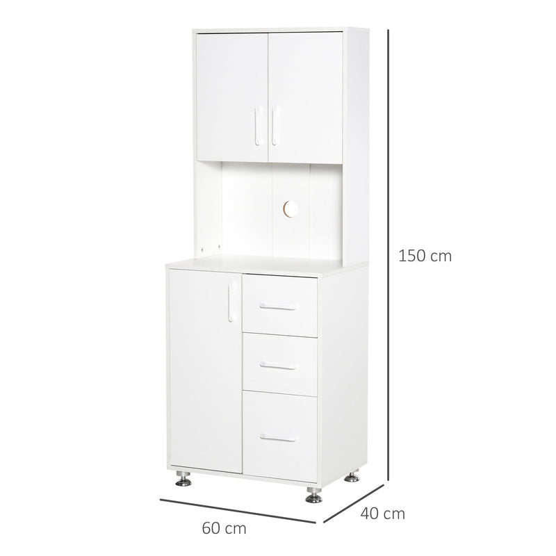 Modern Kitchen Pantry Cabinet Storage Cupboard With Open Countertop - White