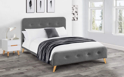 Astrid Curved Retro Buttoned Bed - Astrid  - Grey