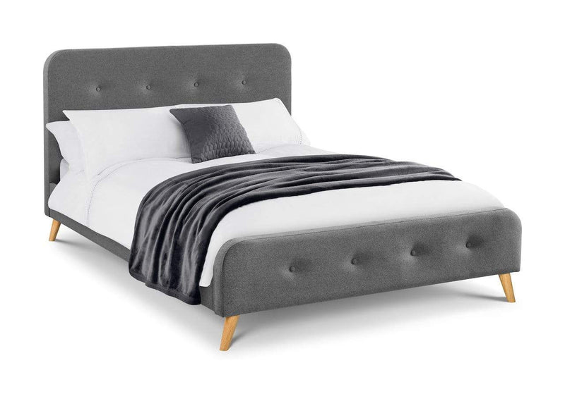 Astrid Curved Retro Buttoned Bed - Astrid  - Grey