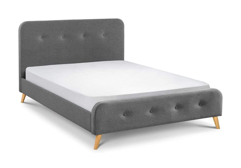 Astrid Curved Retro Buttoned Bed - Astrid  - Grey