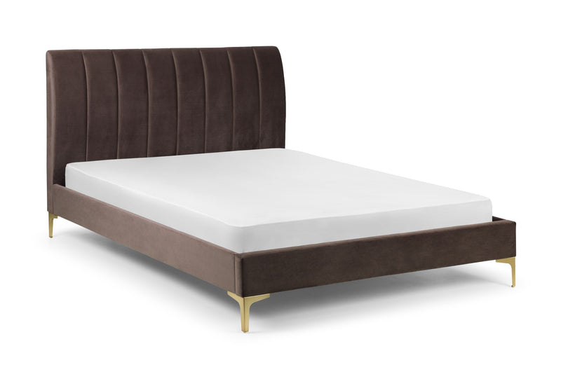 Deco Truffle Velvet & Brushed Gold Bed Frame