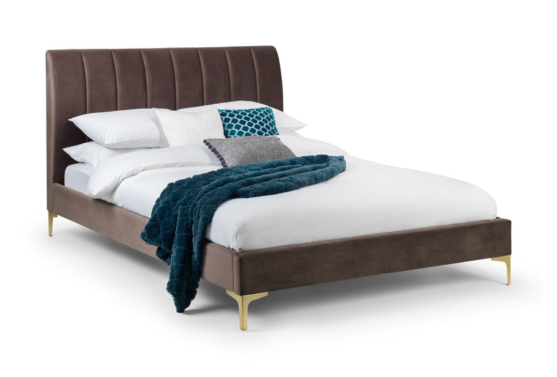 Deco Truffle Velvet & Brushed Gold Bed Frame