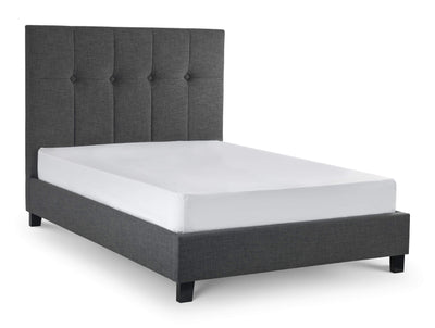 Sorrento High Headboard Fabric Bed - Slate Linen