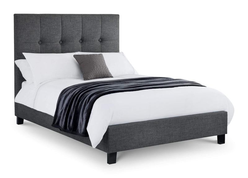 Sorrento High Headboard Fabric Bed - Slate Linen