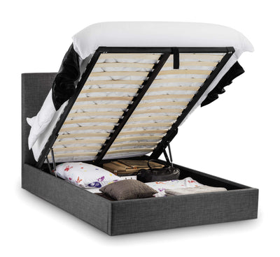 Sorrento Lift-Up Fabric Storage Bed - Slate Linen