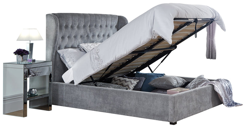 Dakota Ottoman Bed With Solid Base Platinum